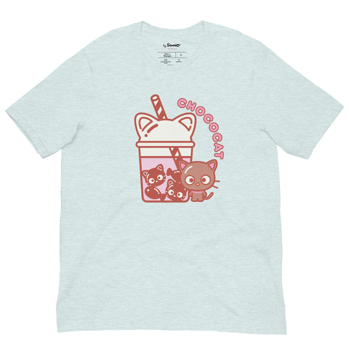 Chococat Bubble Tea Tee Apparel Printful Heather Prism Ice Blue XS