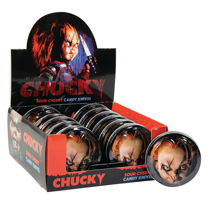 Chucky Sour Cherry Candy Knives Tin - 12 Count
