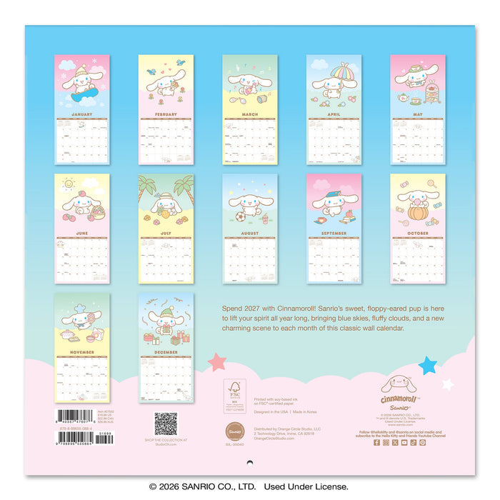 Cinnamoroll 2027 Classic Wall Calendar Stationery Orange Circle Studio