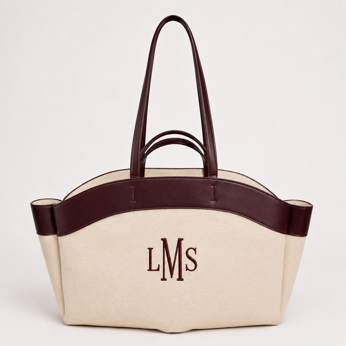 Classic Leather Trim Canvas Bag
