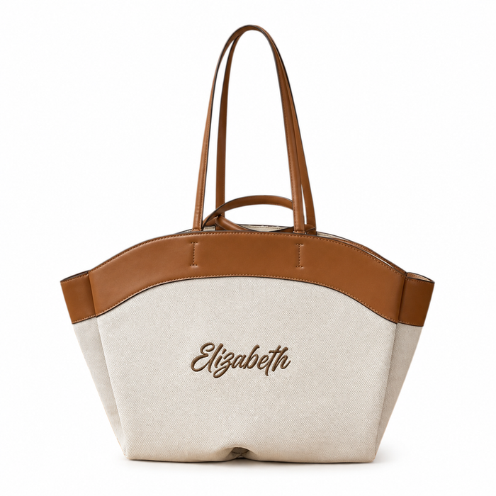 Classic Leather Trim Canvas Bag