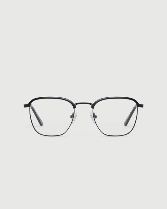 Charcoal::Clyde Eyeglasses browline black metal front