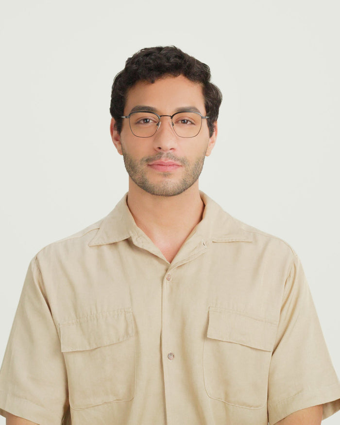 lifestyle-Charcoal::men Clyde Eyeglasses browline black metal