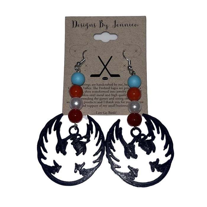 Coachella Valley Firebirds 3D Primary Earrings Navy