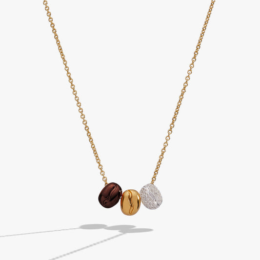 Coffee Bean 'Happiness, Wealth, Health' Engraved Pendant Necklace