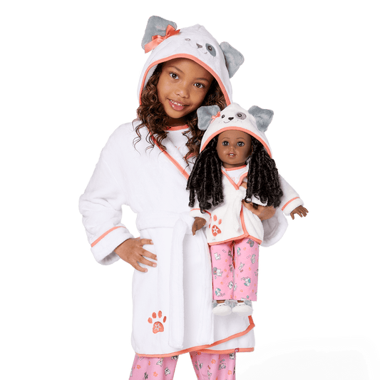 Comfy Puppy Robe Set for Girls & 18-inch Dolls