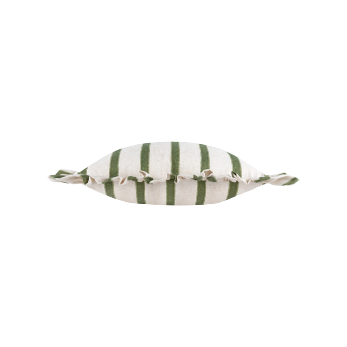 Connie Striped Ruffle Cushion Moss