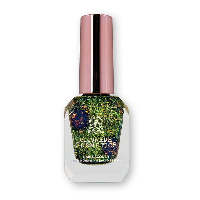 Bottle of nail polish containing Conocybe Nail lacquer on a white background.