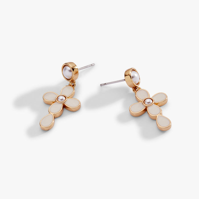 Coquette Christian Cross Drop Earrings