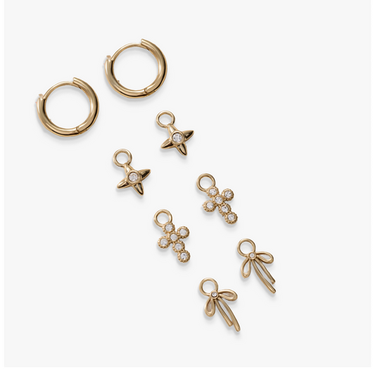 Coquette Christian Huggie Earring Set