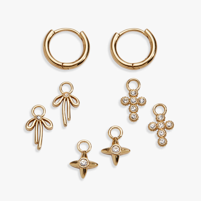 Coquette Christian Huggie Earring Set