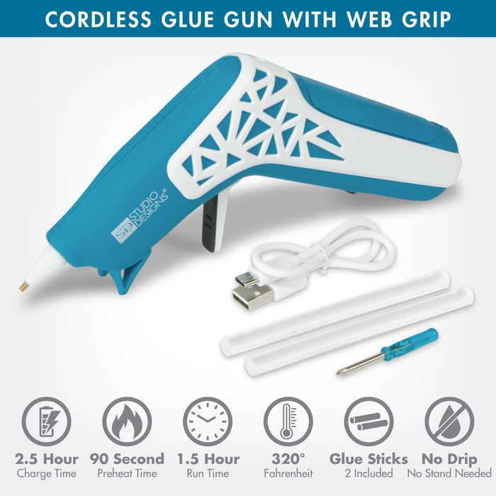 Cordless Hot Glue Gun with Web Grip Precision Nozzle, Blue / White 13411