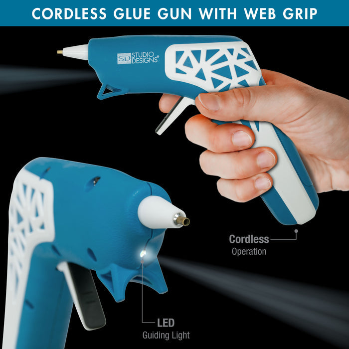 Cordless Hot Glue Gun with Web Grip Precision Nozzle, Blue / White 13411