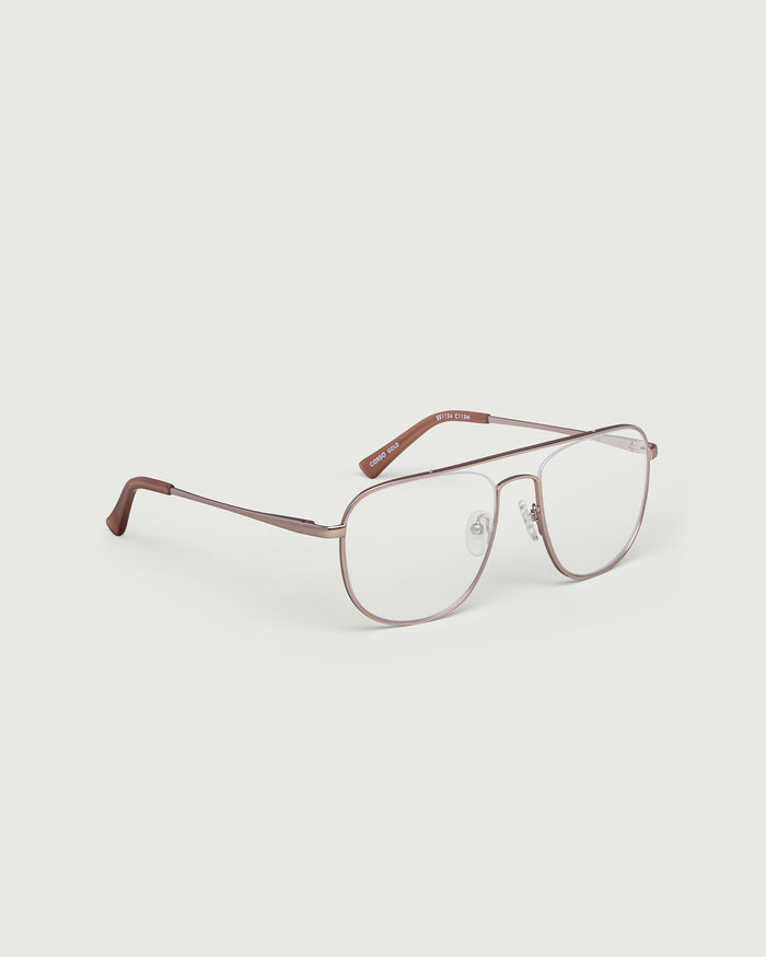Gold::Corso Eyeglasses square gold metal front diagonal