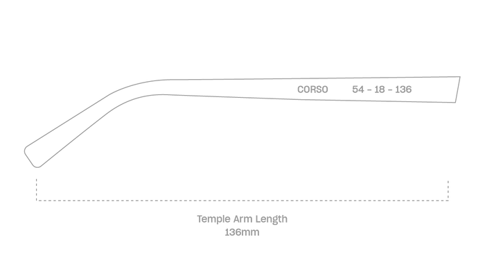 measurement::arm length Corso Eyeglasses square metal