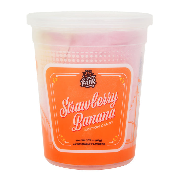 County Fair Strawberry Banana Cotton Candy Tub - 12 Count