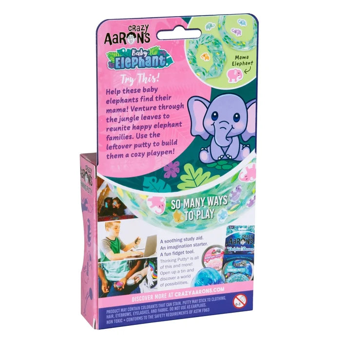 Crazy Aarons Baby Elephant Full Size 4 Inch Thinking Putty Tin