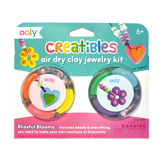Front of packaging of OOLY Creatibles Air Dry Clay Jewelry Kit - Blissful Blooms