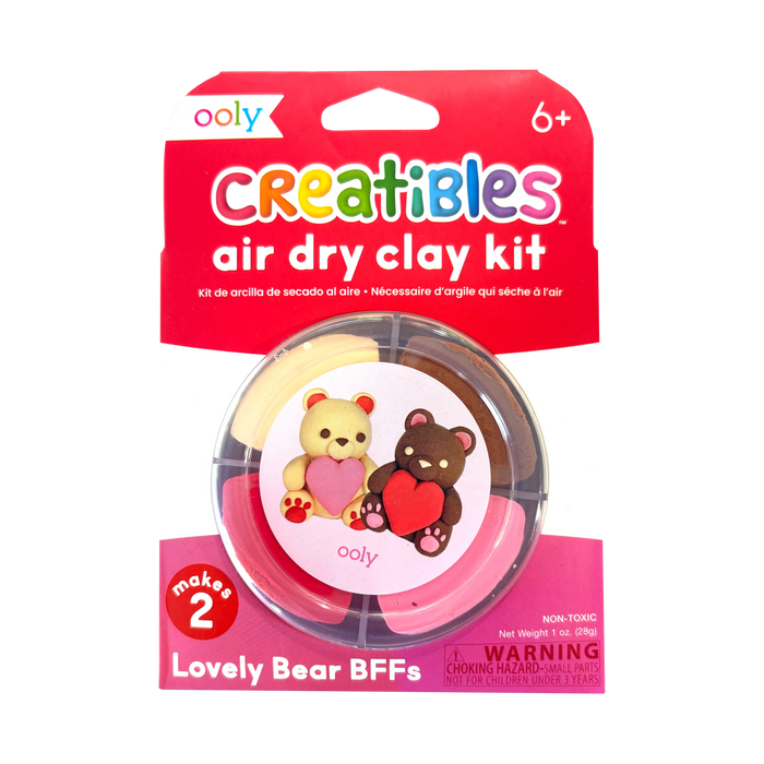 Front of packaging of OOLY Creatibles Air Dry Clay BFFs Kit - Lovely Bears