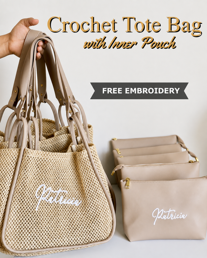 Crochet Tote Bag with Inner Pouch