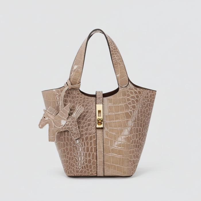 Crocodile embossed handbag