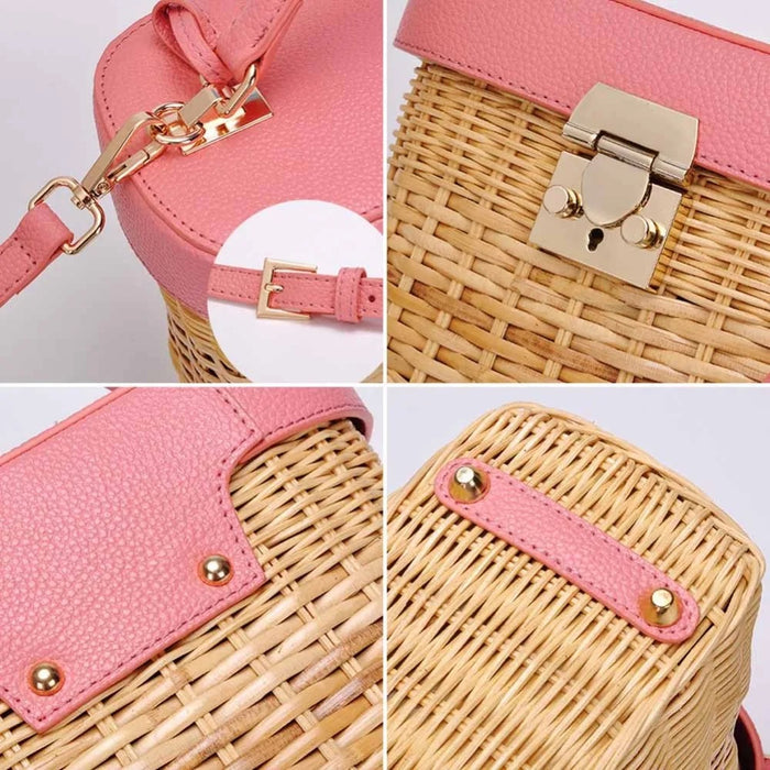 Crossbody Rattan Box - Travellers Hat Boutique