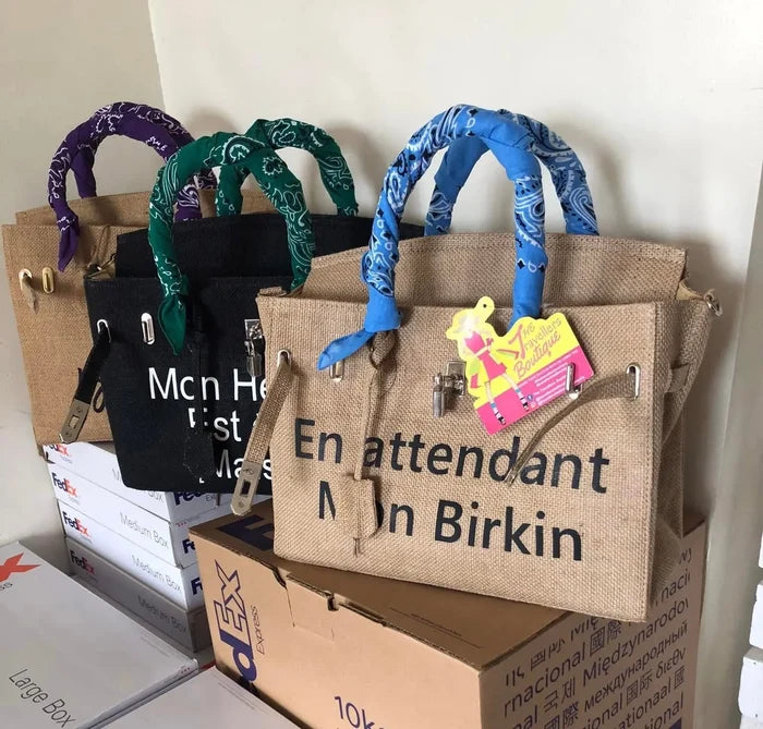 35cm printed burlap bag