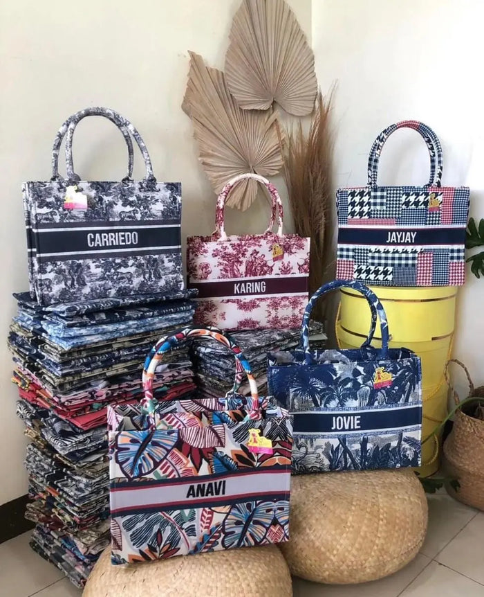 Custom Stripe Canvas Tote Bag Travellers Hat Boutique