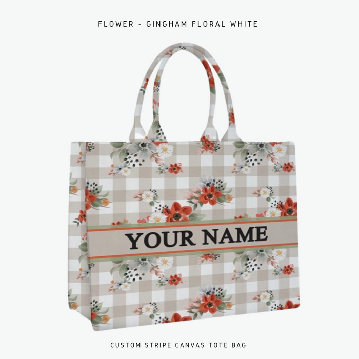 Custom Stripe Canvas Tote Bag Travellers Hat Boutique