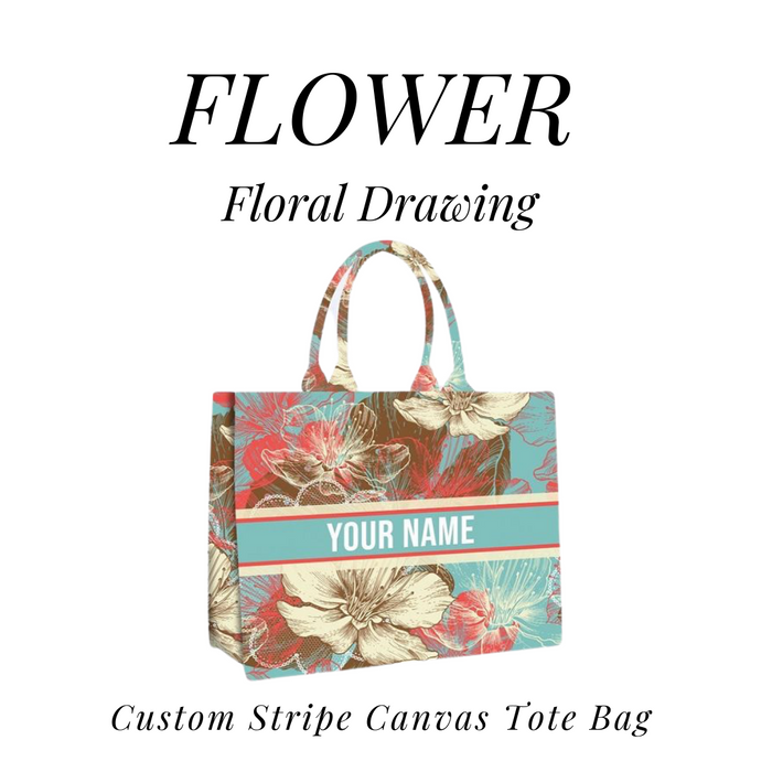 Custom Stripe Canvas Tote Bag Travellers Hat Boutique