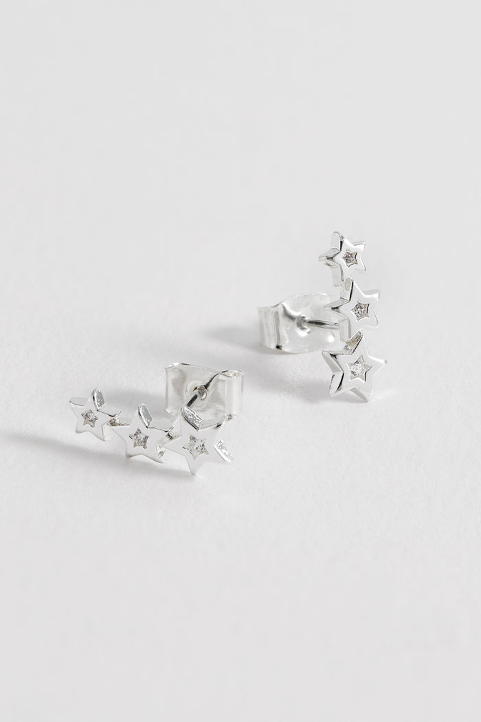 CZ Star Crawler Stud Earrings
