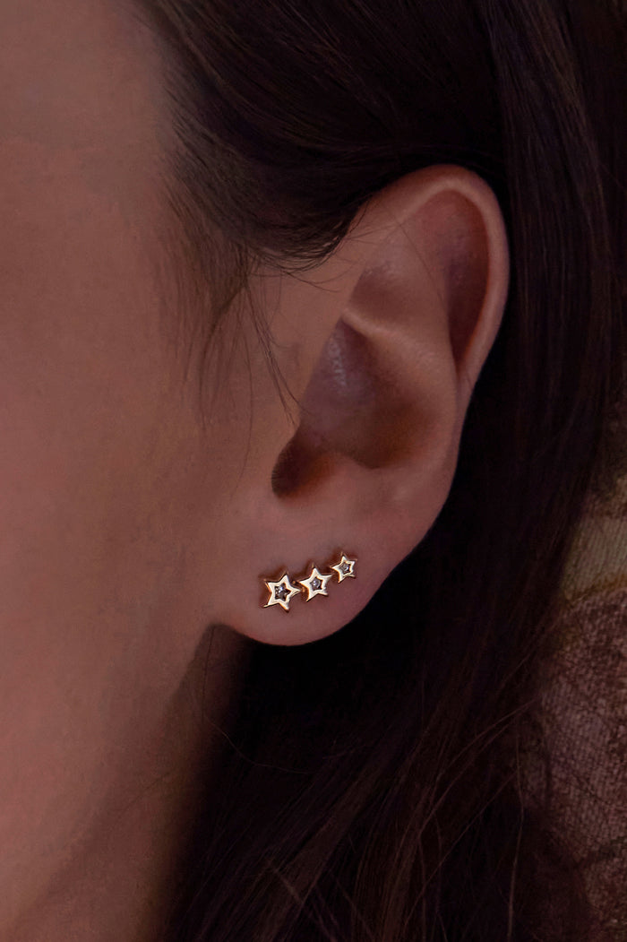 CZ Star Crawler Stud Earrings