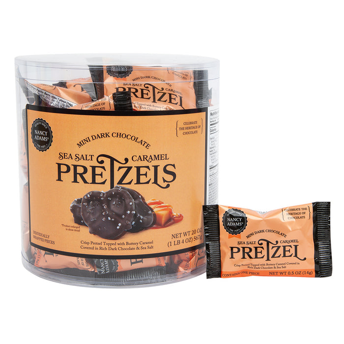 Dark Chocolate Sea Salt Caramel Pretzel Candy Single Serve Tub - 12 Count
