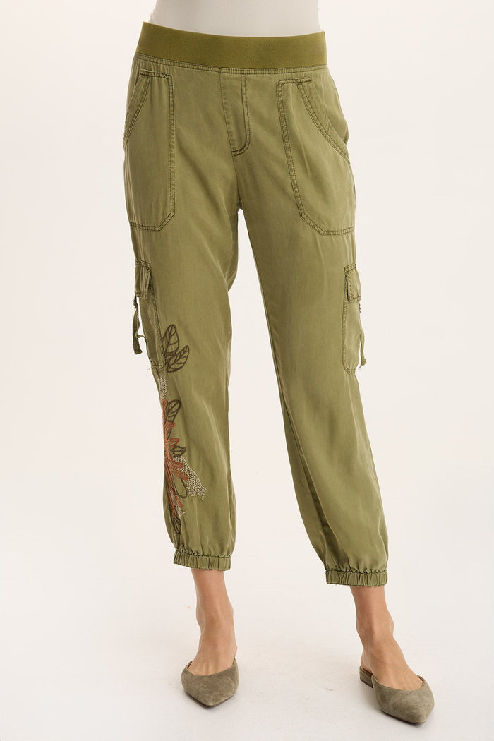 XCVI Darri Embroidered Pull-on Soft Twill Jogger