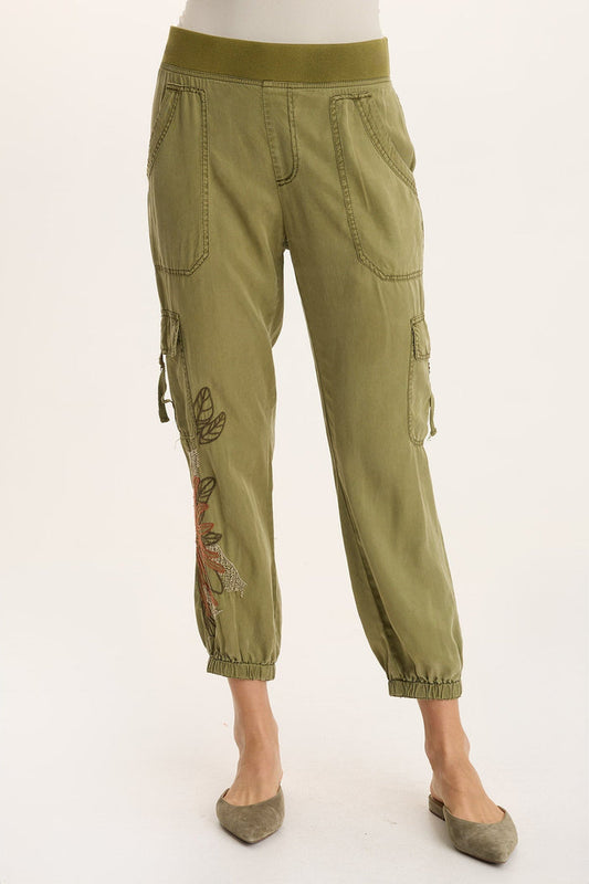 XCVI Darri Embroidered Pull-on Soft Twill Jogger