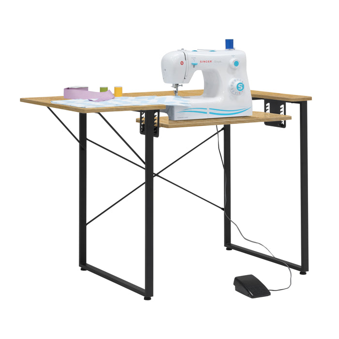 Dart Sewing Machine Table with Folding Top and Height Adjustable Platform Graphite/Ashwood 13406