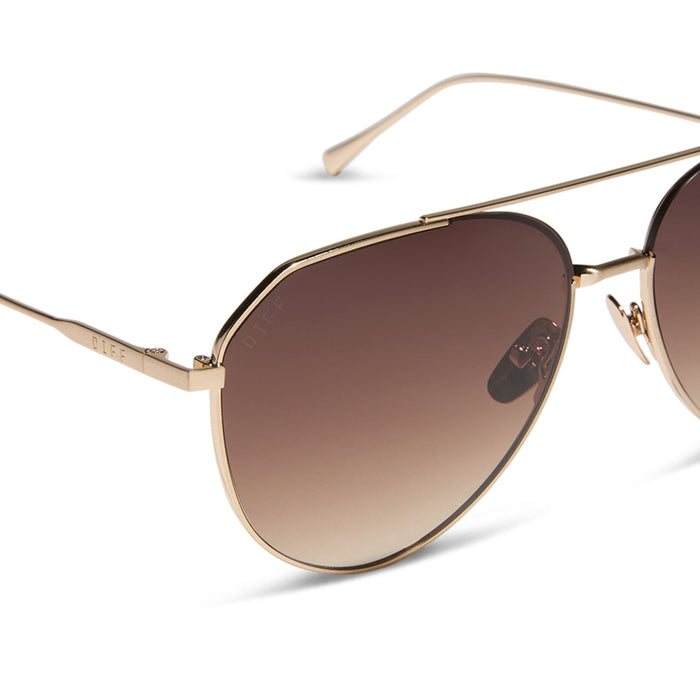 Dash Brushed Gold Coffee Gradient Sunglasses top-forward angle