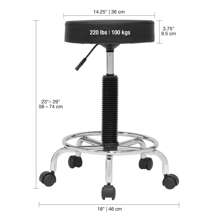Deluxe Padded Height Adjustable Stool, Black 13175