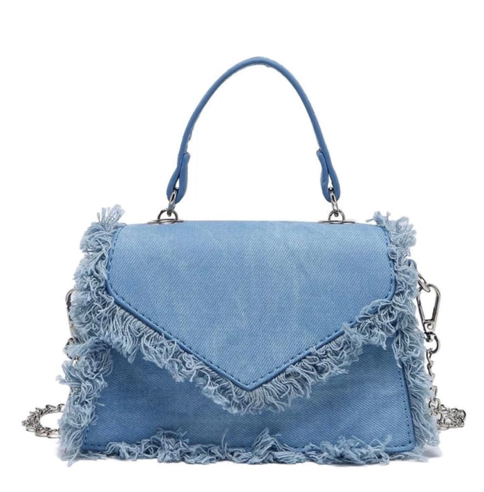 Denim Tassel Handbag Travellers Hat Boutique