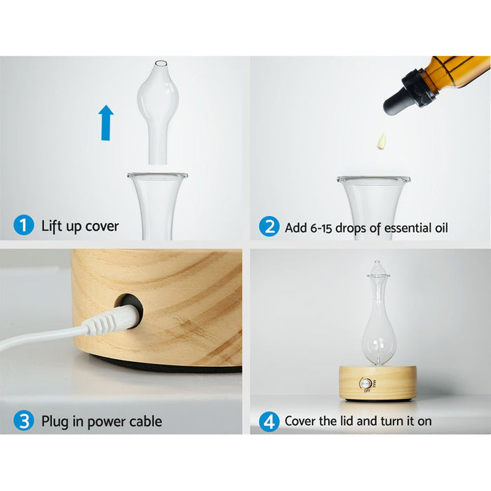 Devanti Waterless Aromatherapy Aroma Diffuser Pure Essential Oil Ultrasonic -Home Living Store - -
