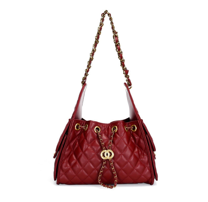 Diamond Grid Bucket Bag