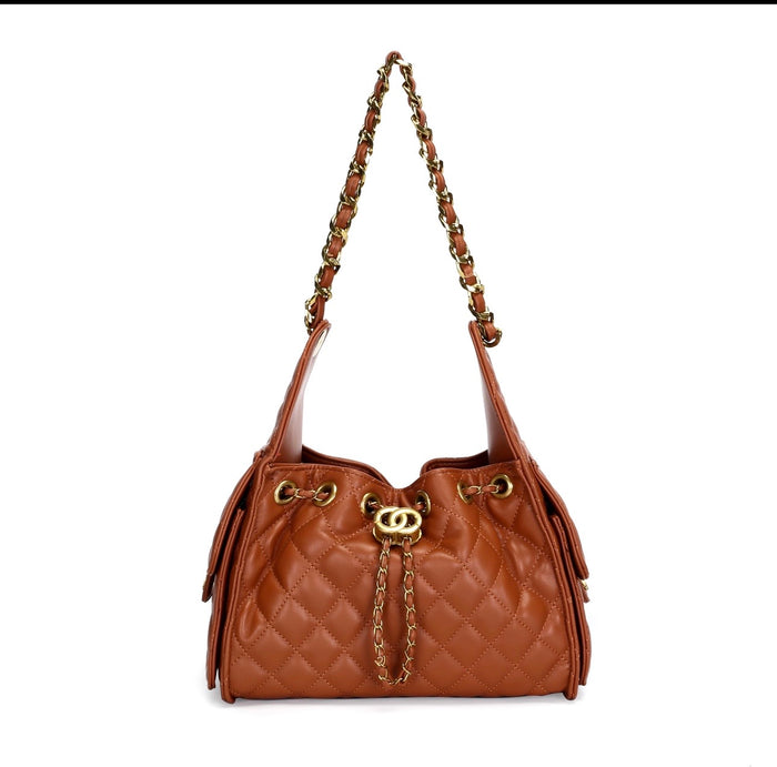 Diamond Grid Bucket Bag