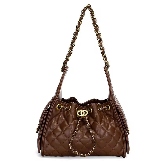 Diamond Grid Bucket Bag