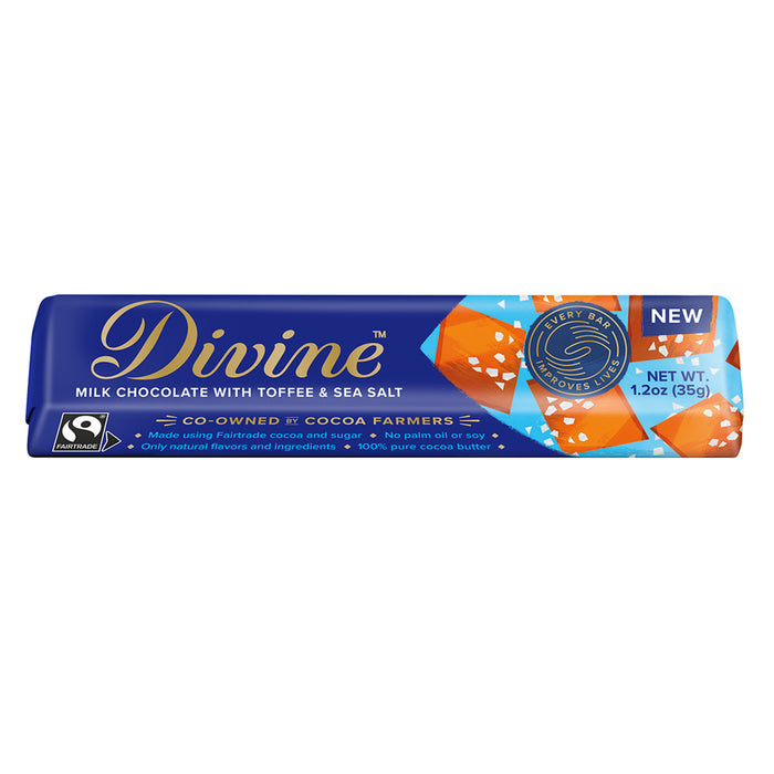 Divine Milk Chocolate Toffee and Sea Salt Candy Bar - 18 Count
