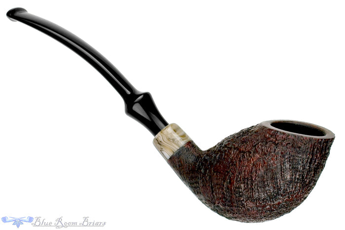 Blue Room Briars is proud to present this Doug Finlay Pipe Bent Sandblast Canted Egg with Acrylic
