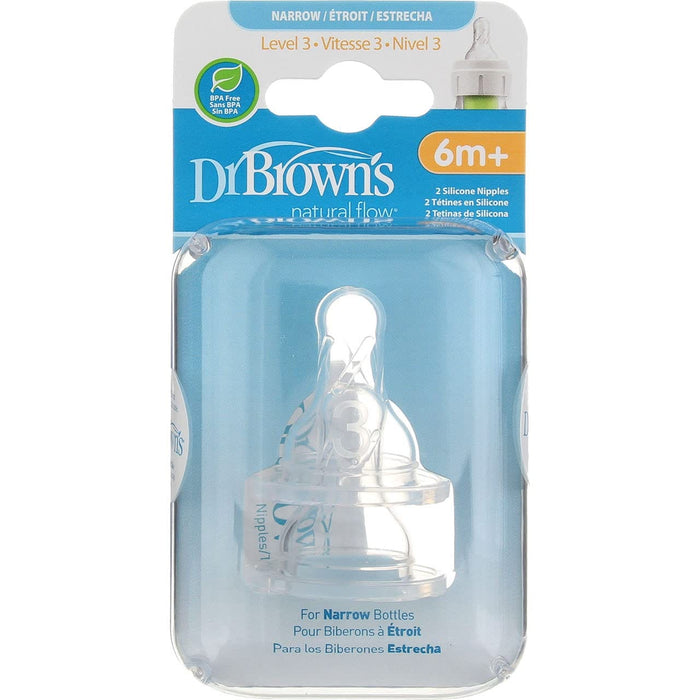 DR BROWNS NATURAL FLOW NIPPLE STANDARD LEVEL 3 (2PK) (6M+) - 7223930489