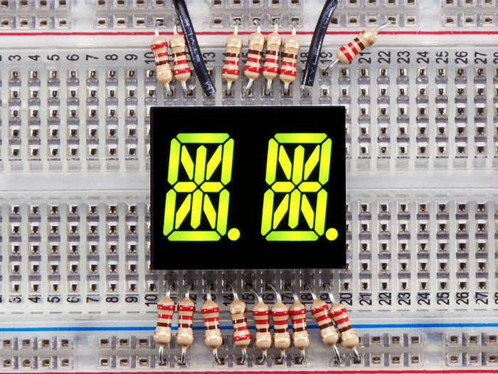Dual Alphanumeric Display - Yellow-Green 0.54" - Pack of 2 [Discontinued] by Adafruit - The Pi Hut
