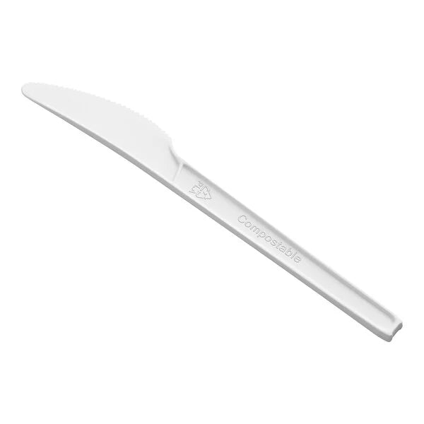 EcoChoice Heavy Weight Compostable 6 1/2" White CPLA Plastic Knife