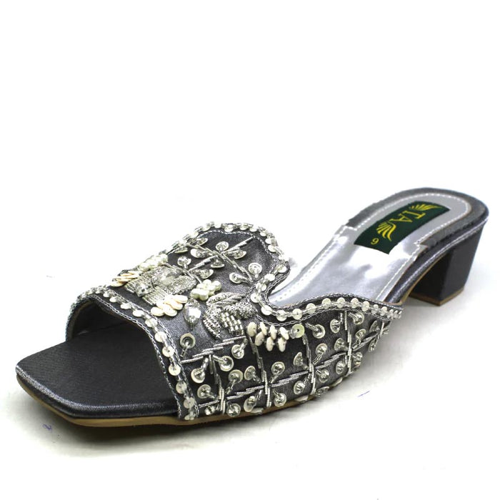 Embroidered Blocked Heel