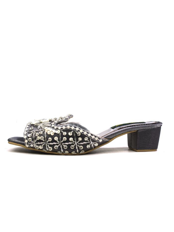 Embroidered Blocked Heel